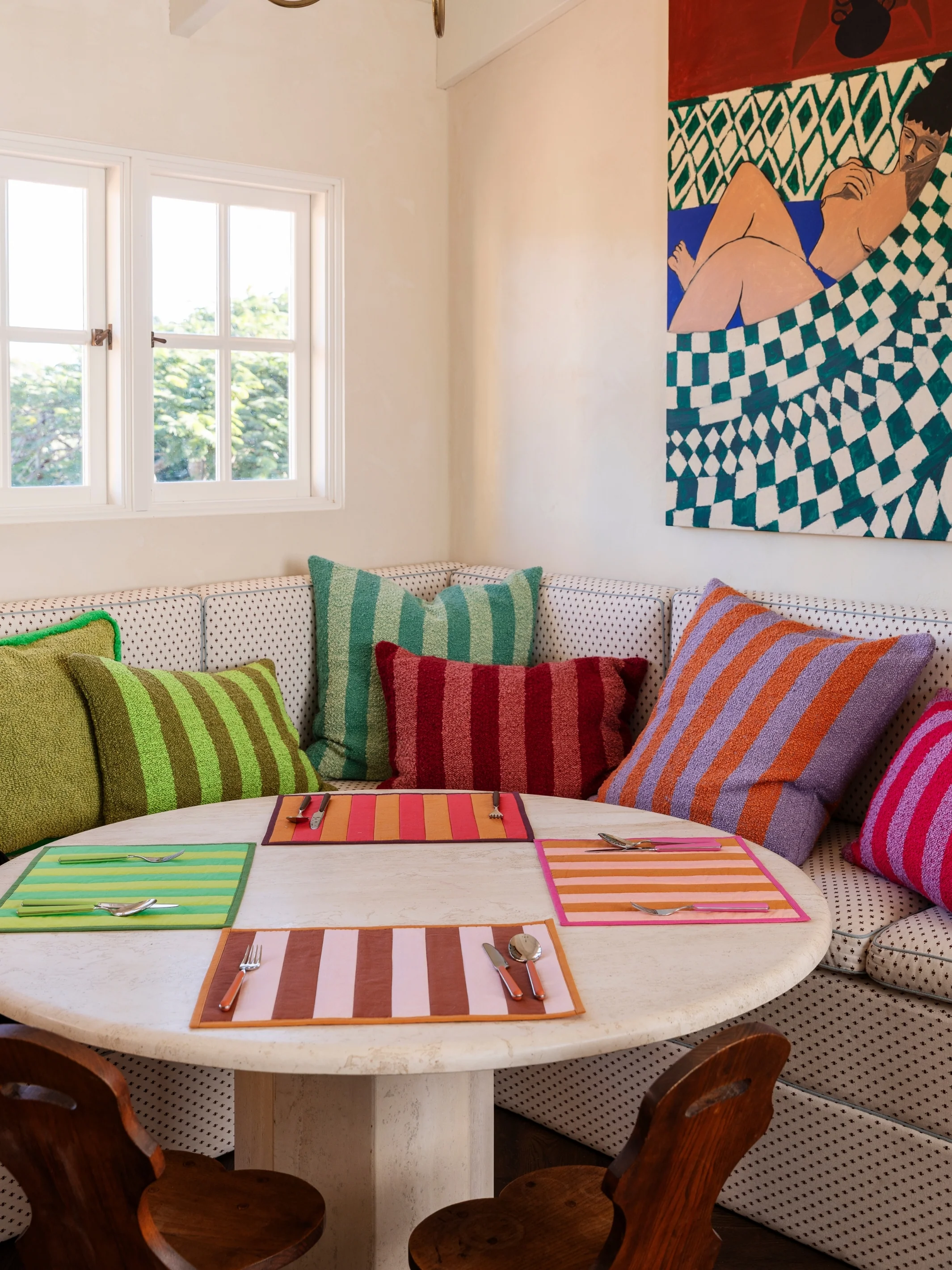 Boucle Stripe Mint Cushion - Image 3