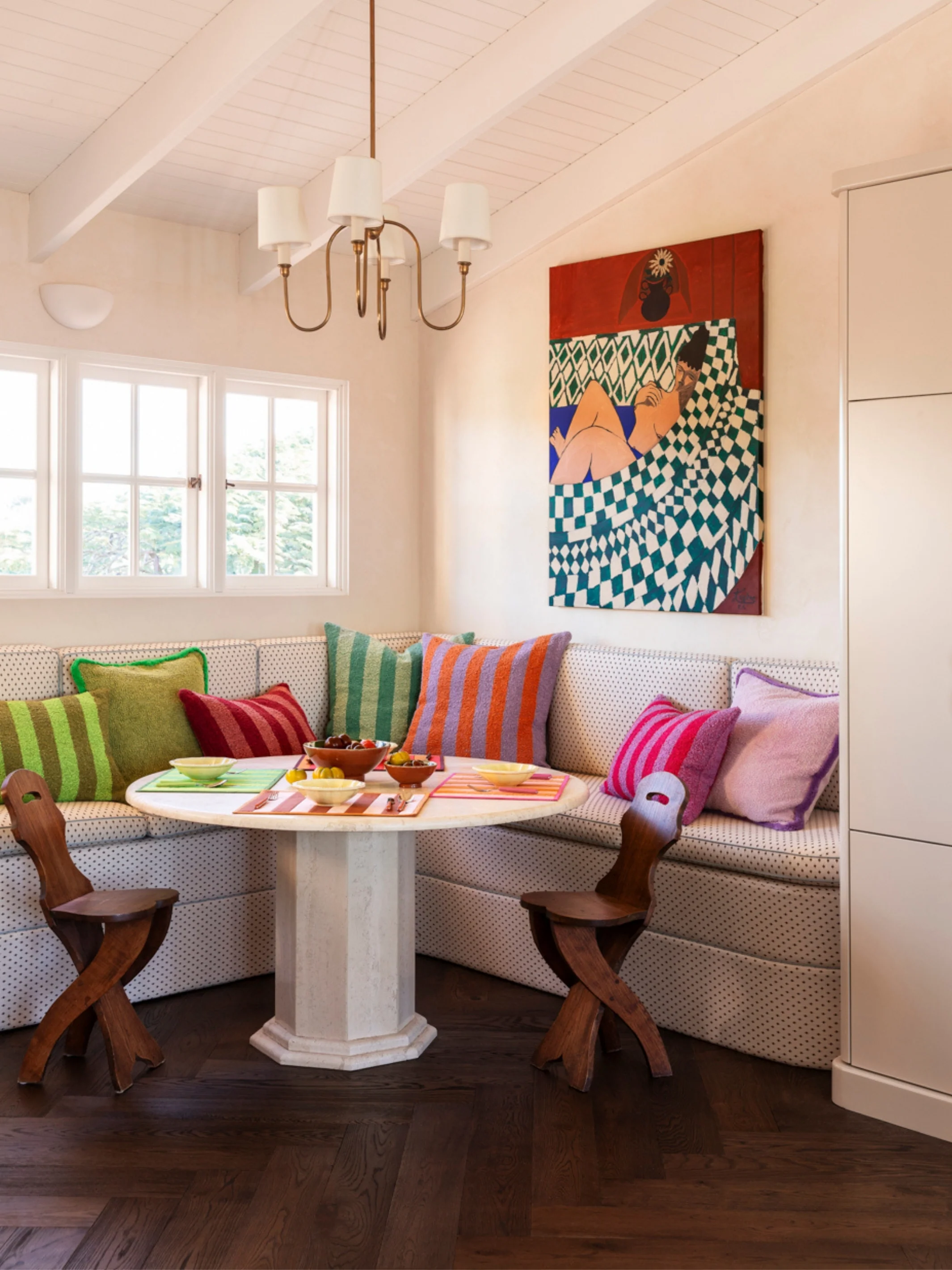 Boucle Stripe Mint Cushion - Image 4