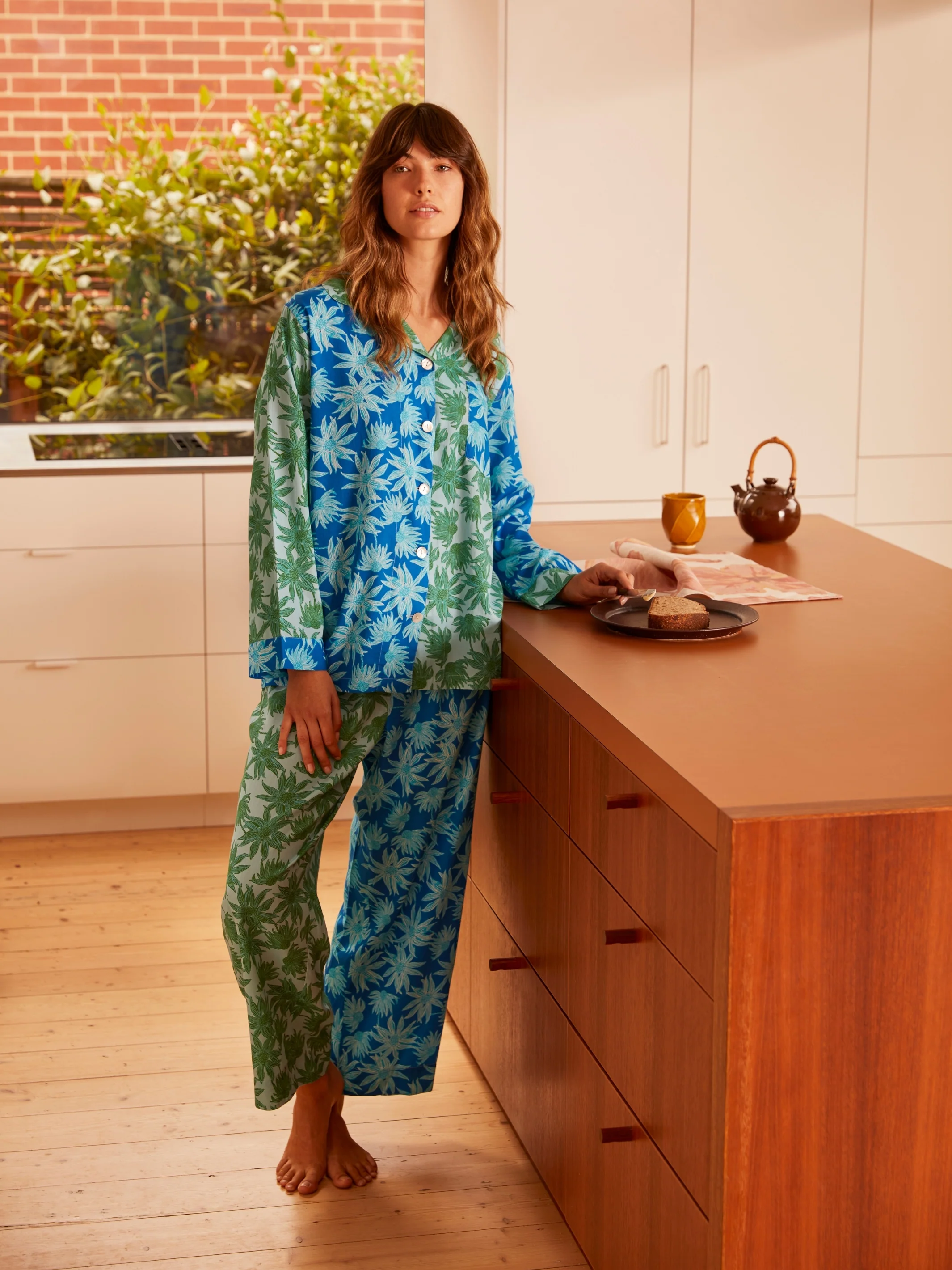 Flannel Flower Blue Green Pyjama Set - Image 3
