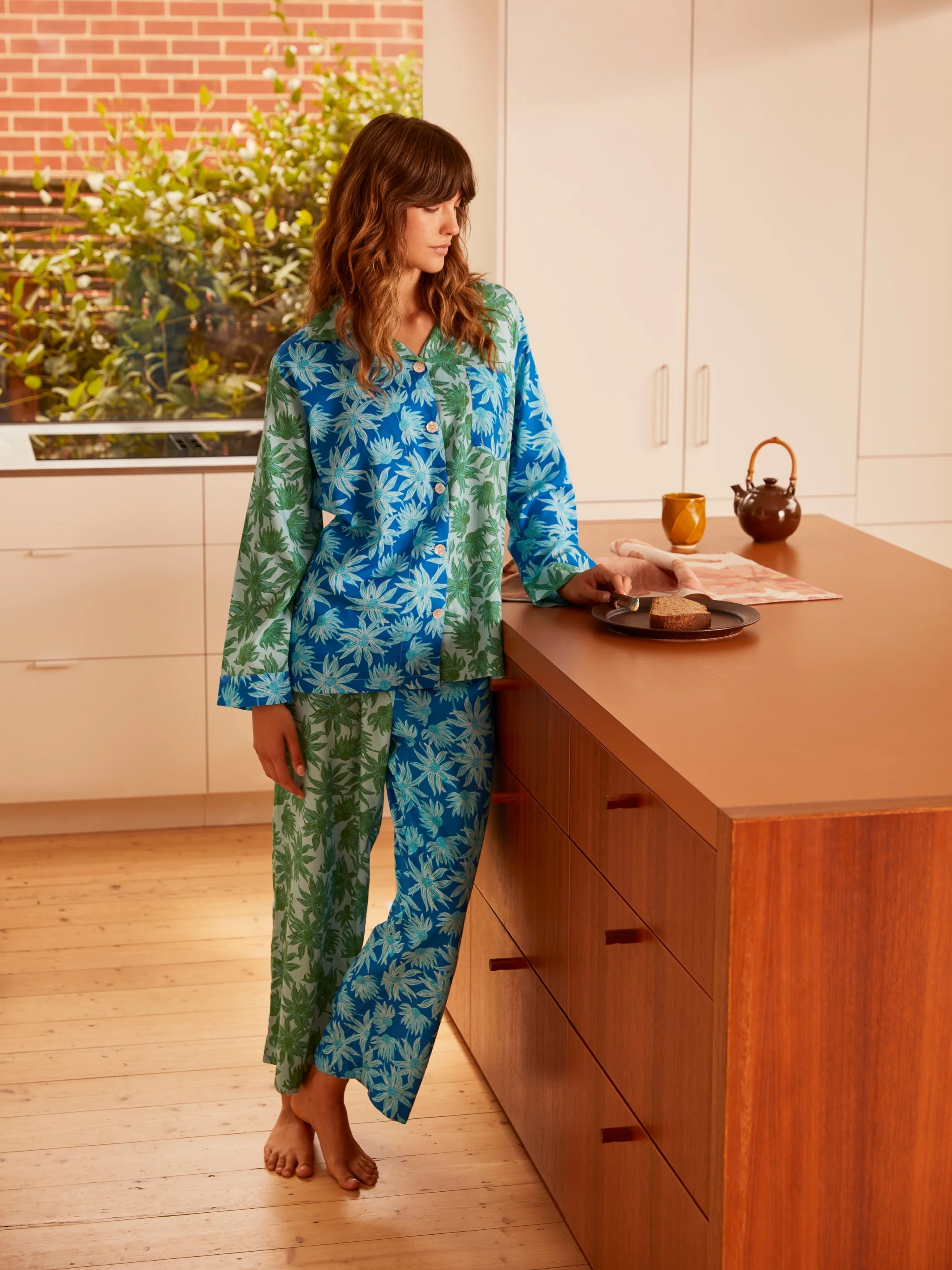Flannel Flower Blue Green Pyjama Set - Image 4