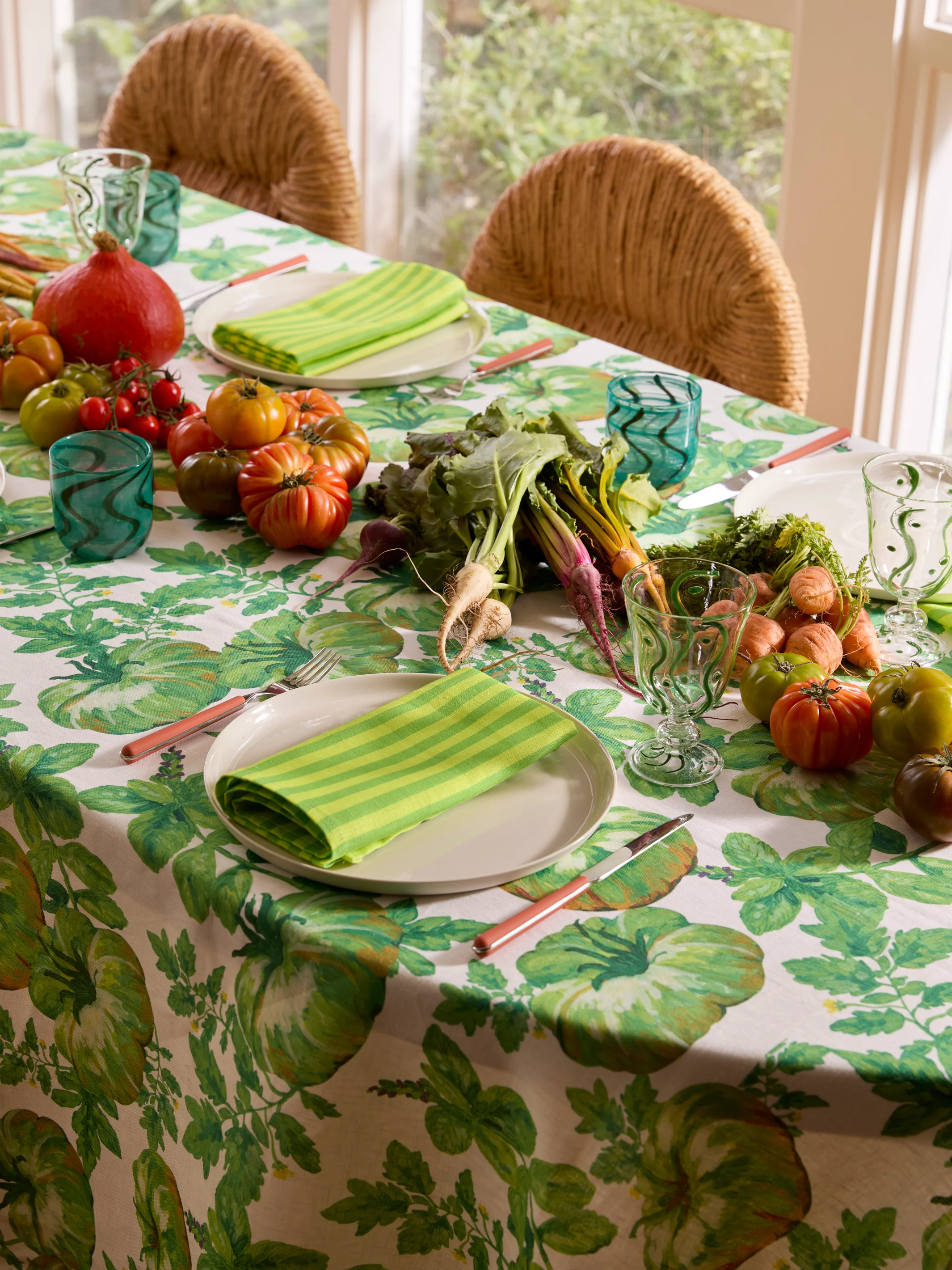 Pinstripe Lime Linen Napkins - Image 3