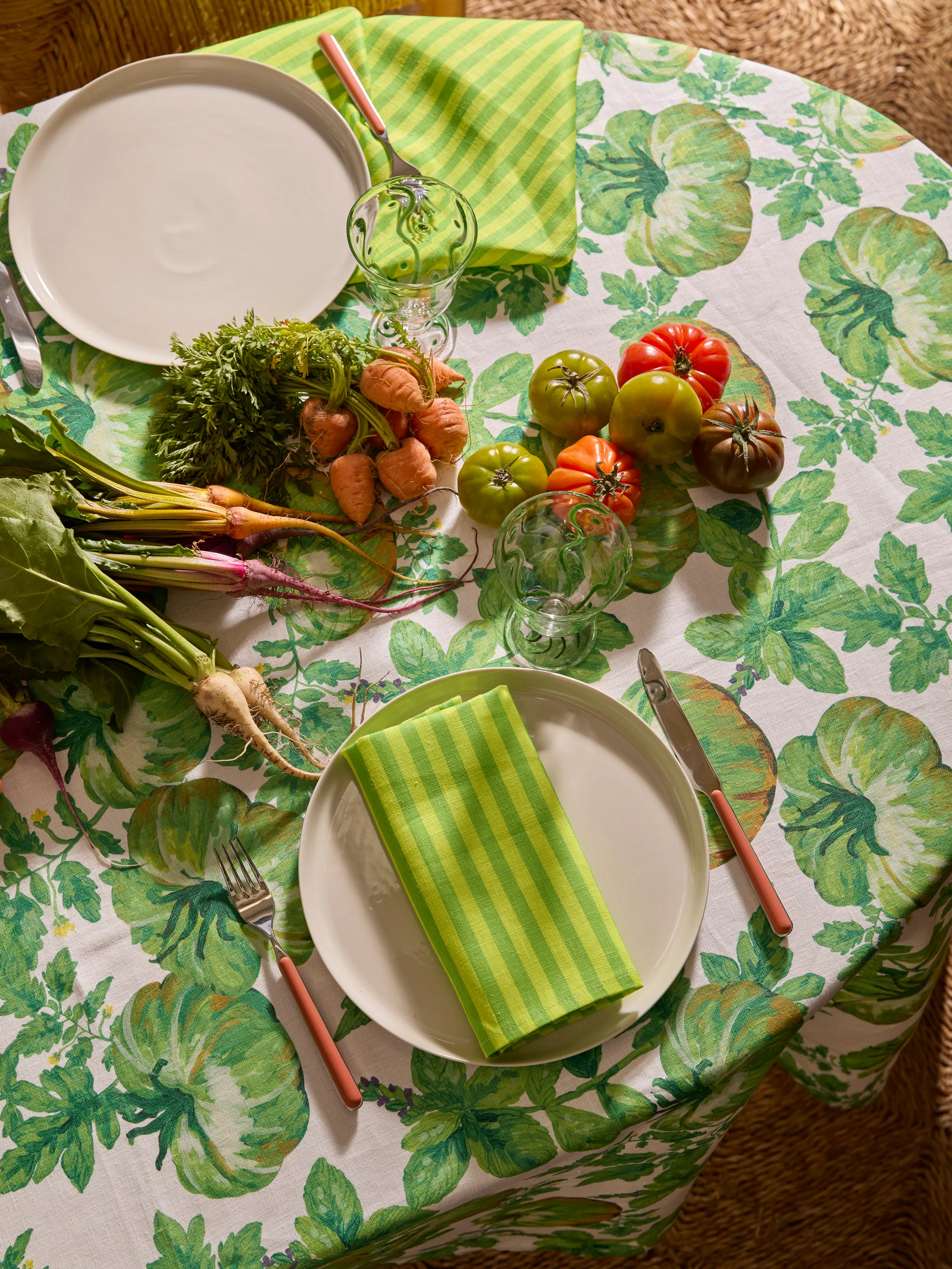 Pinstripe Lime Linen Napkins - Image 4