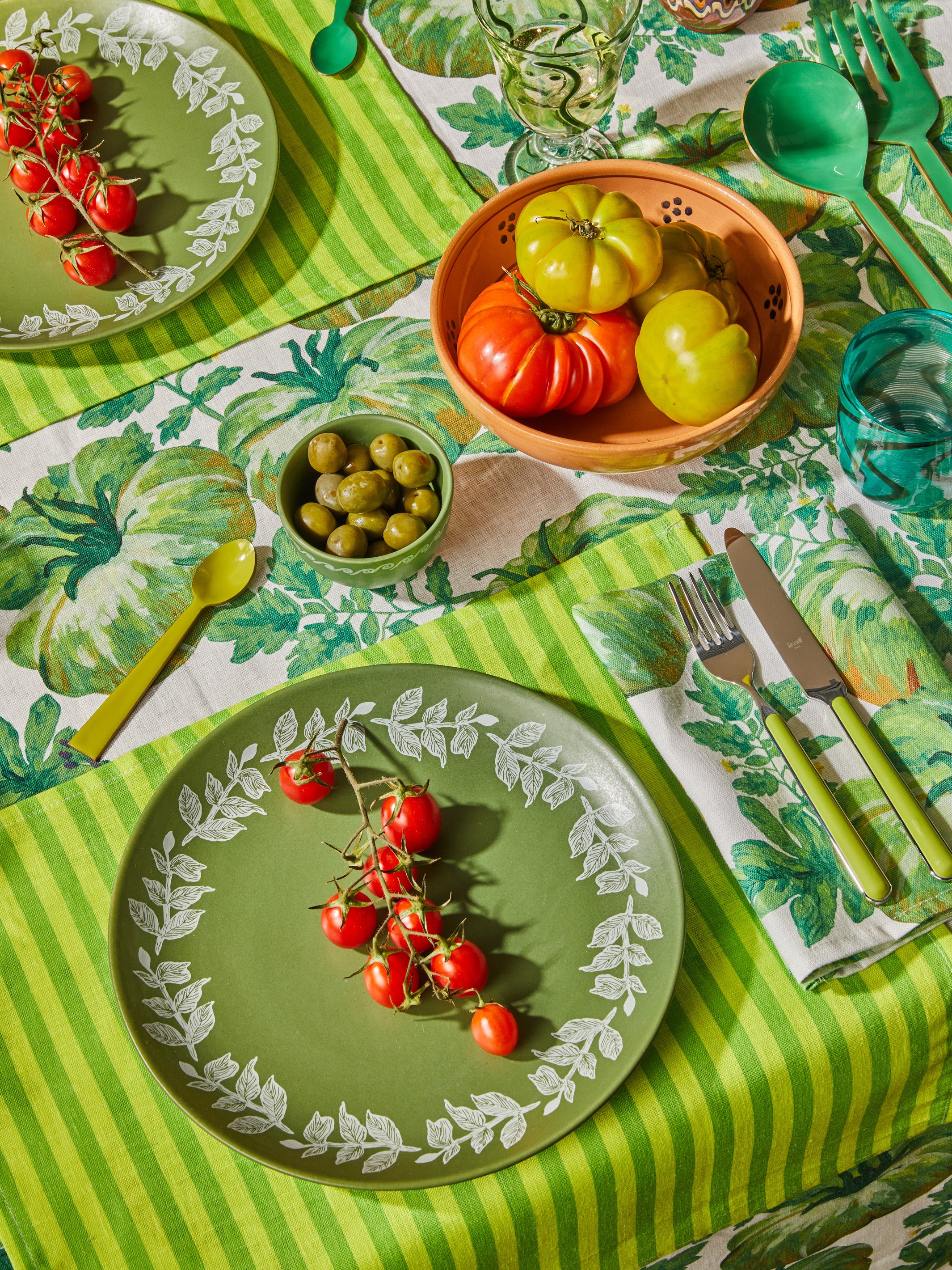 Pinstripe Lime Linen Napkins - Image 5