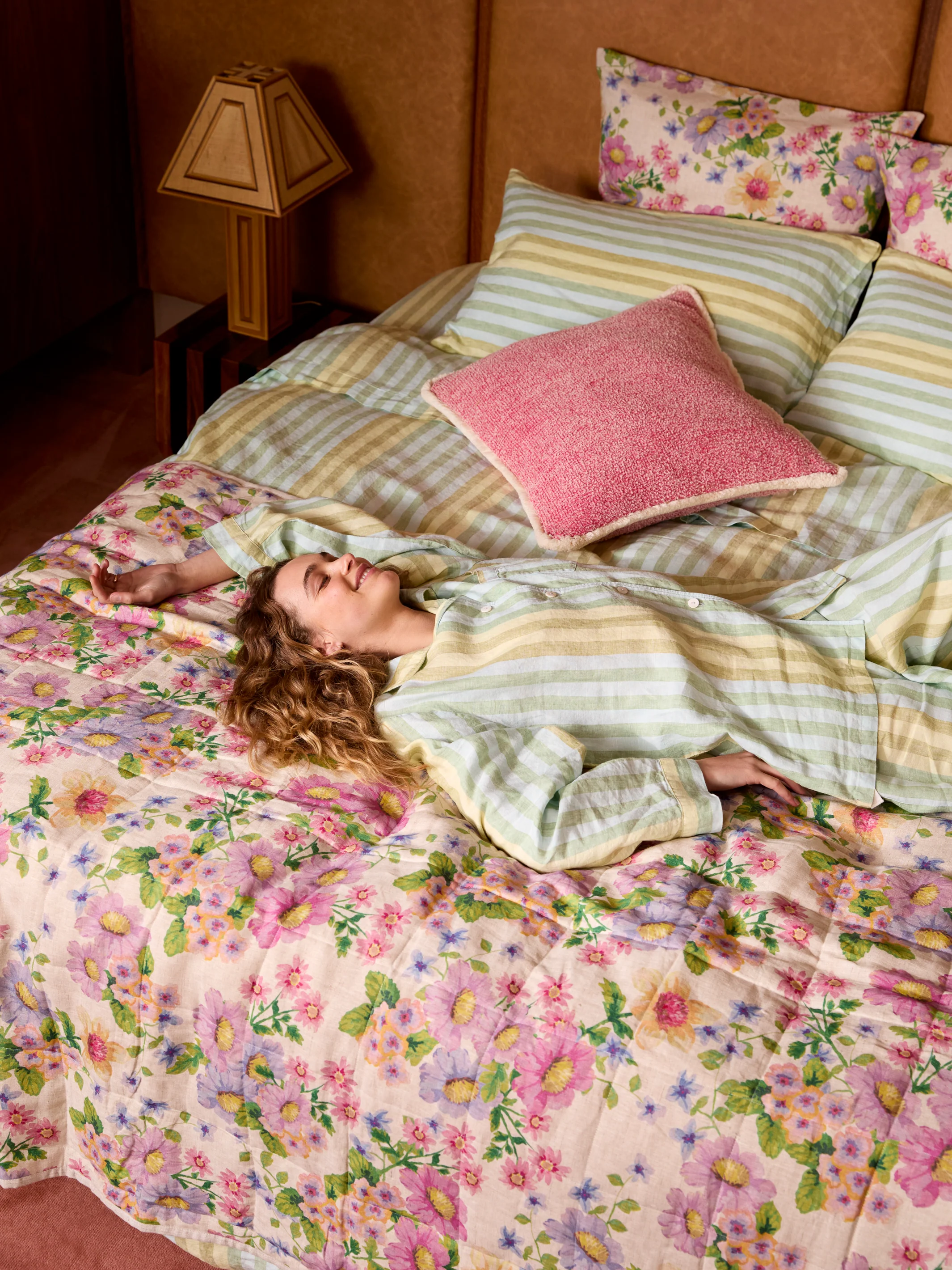 Stripe Blue Green Linen Pyjama Set - Image 5