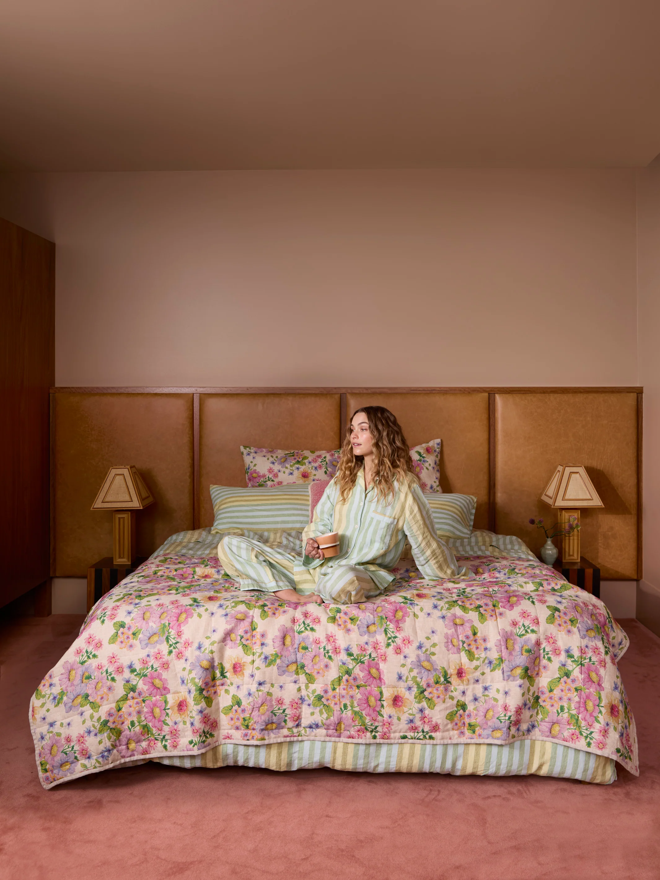 Stripe Blue Green Linen Pyjama Set - Image 6