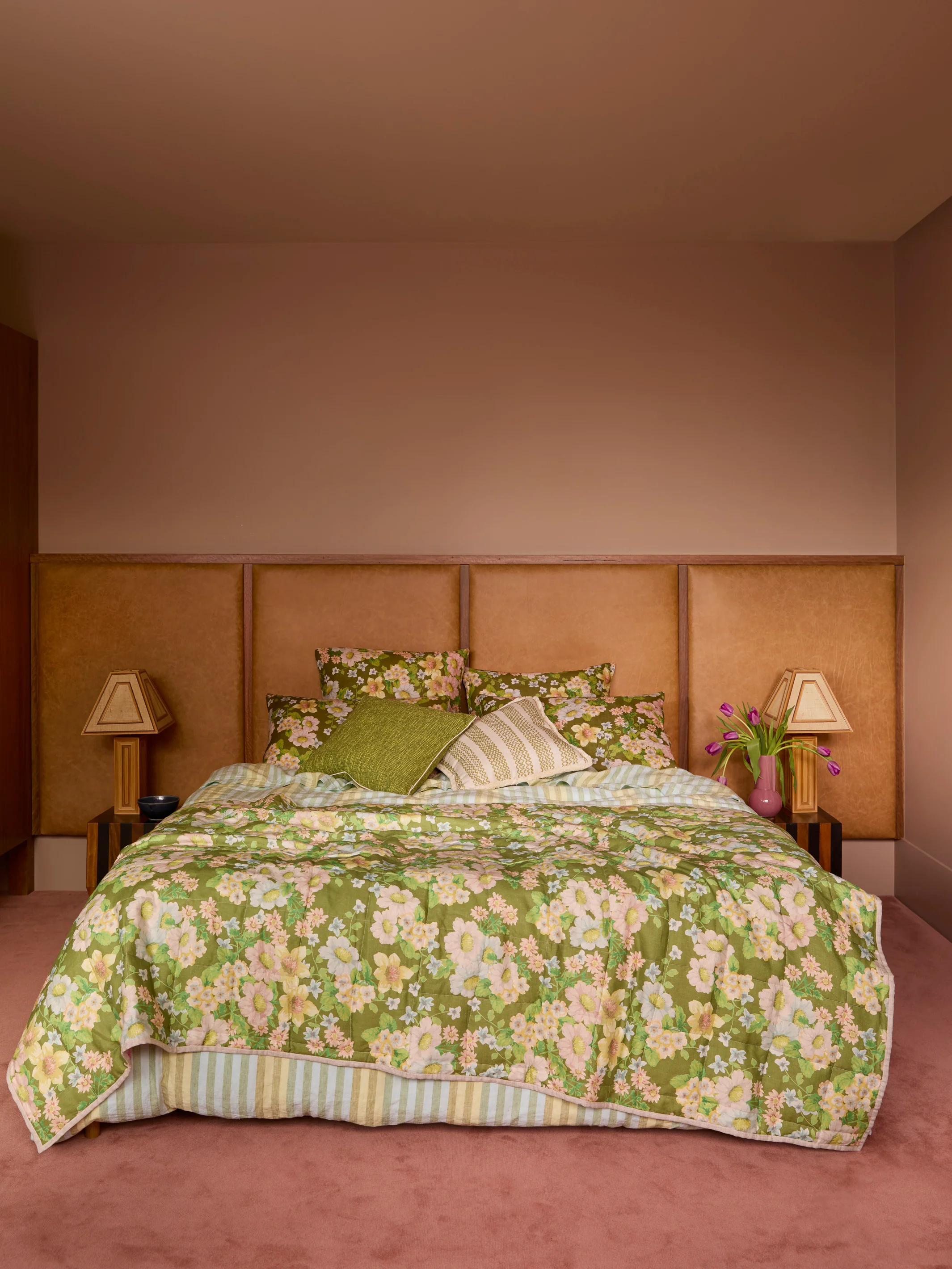 Stripe Blue Green Linen Quilt Cover - Image 5