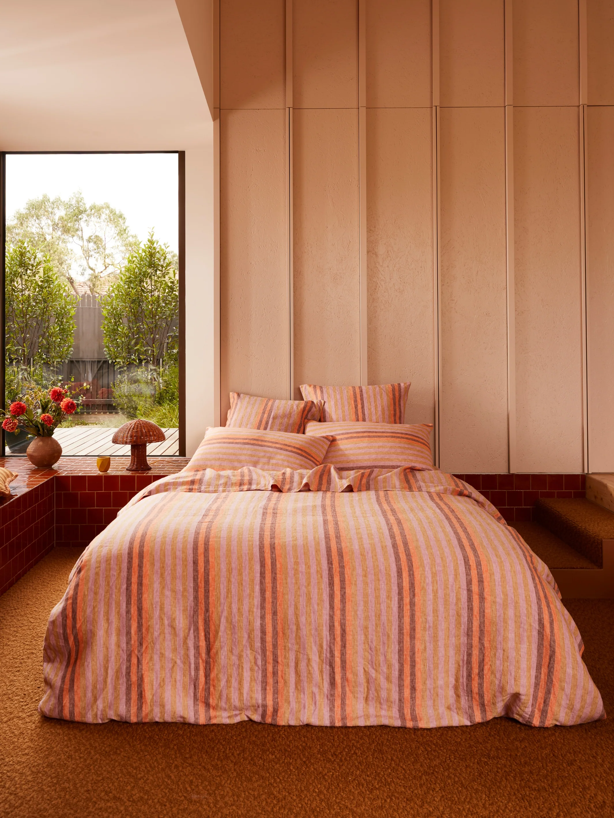 Stripe Orange Linen European Pillowcases - Image 5