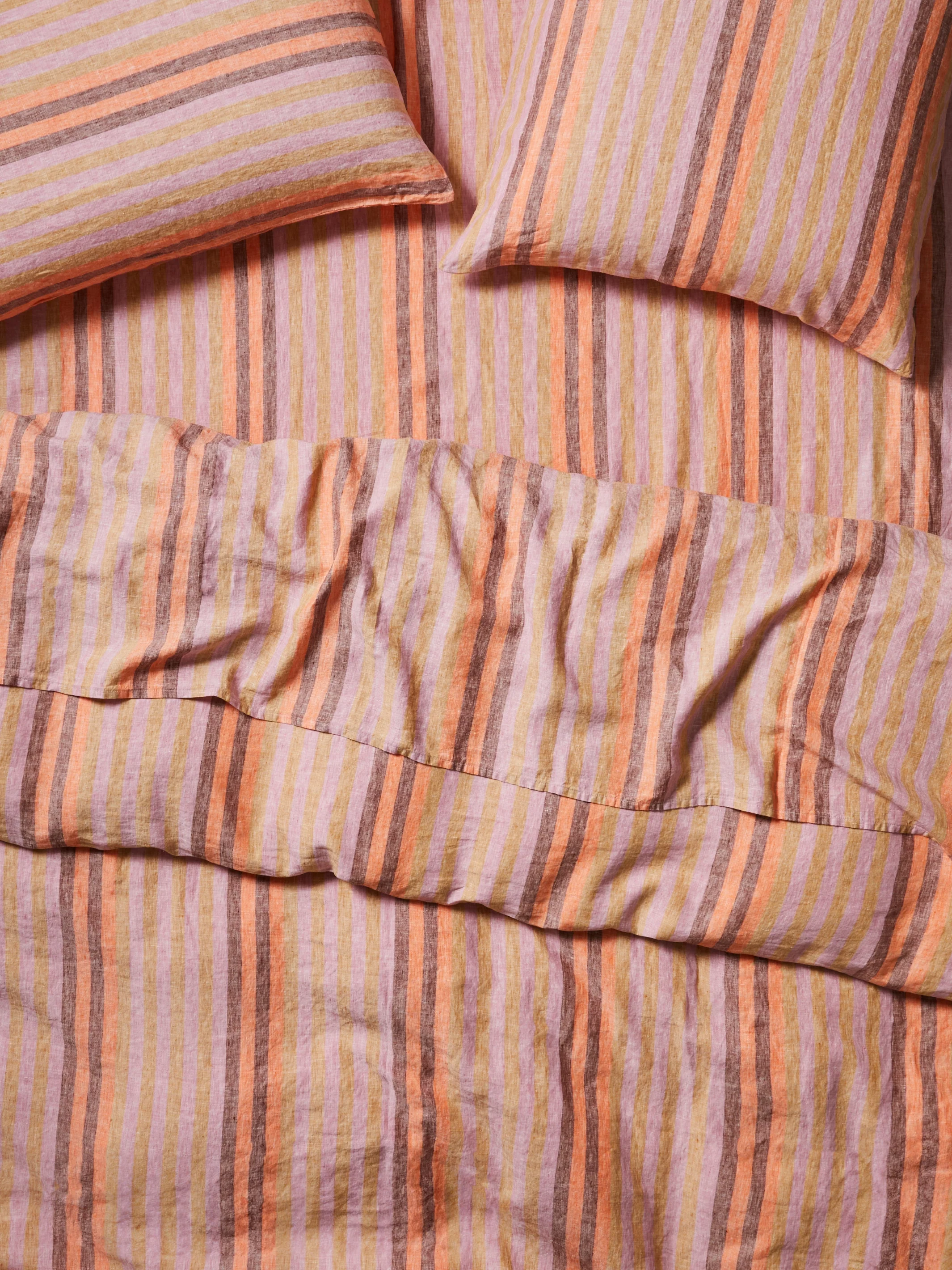 Stripe Orange Linen Fitted Sheet - Image 4