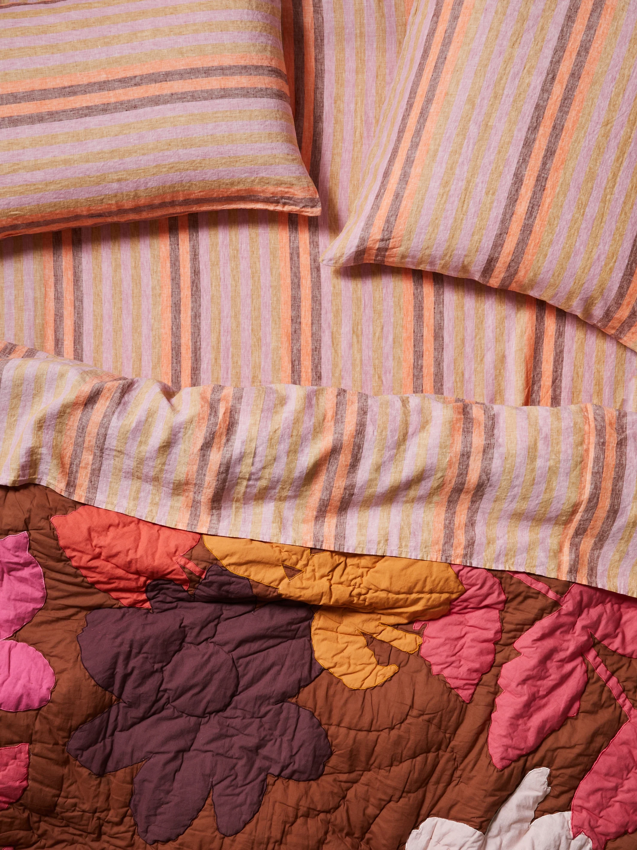 Stripe Orange Linen Fitted Sheet - Image 6